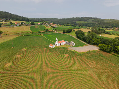 Rural church and cemetery in verdes, a coru&ntilde;a, galicia