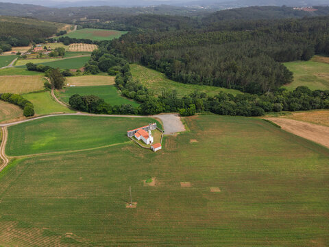 Verdes, a coru&ntilde;a, galicia rural landscape from aerial view