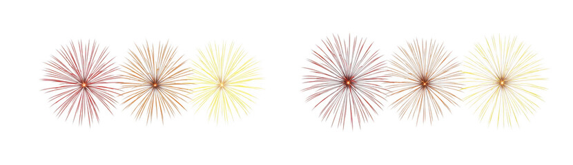 Obraz premium Set of colorful fireworks isolated on transparent background