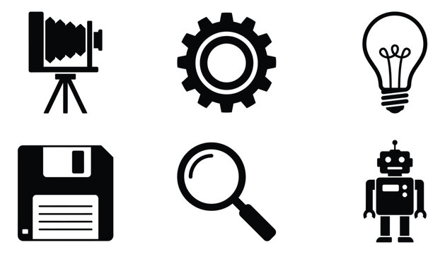 Technology, Invention and Vintage Equipment Vector Icon Set