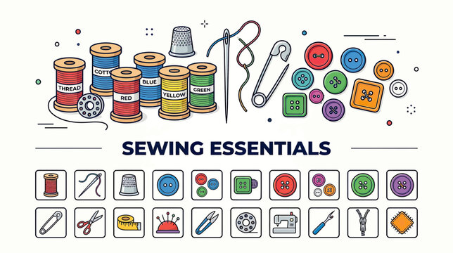 Sewing Essentials Collection: Thread, Buttons, Needles and Tools