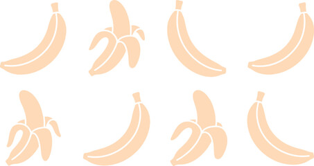 Minimalist Banana Fruit Silhouette Icon Set Vector for Healthy Food Branding, Grocery Store Signage & Tropical Pattern Design (EPS) © Muhammad