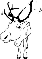 Cute christmas reindeer character hand drawn sketch for winter holiday card. Vector illustration © Natalia