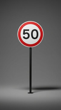 Fifty Kilometers Per Hour Speed Limit Traffic Sign Strictly Enforced