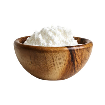 White powder in wooden bowl