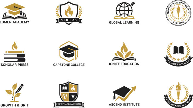 Education Logo Collection Vector Illustrations On White Background