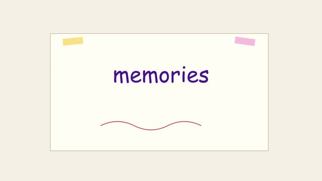 Handwritten memories note on paper with decorative washi tape and doodle line for nostalgic projects animation 4k