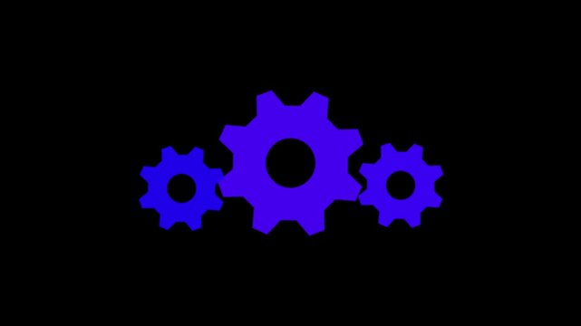 Gear icon animation with spinning bule gears and dashed lines suits tech tutorials, mechanical presentations, engineering videos, and manufacturing content
