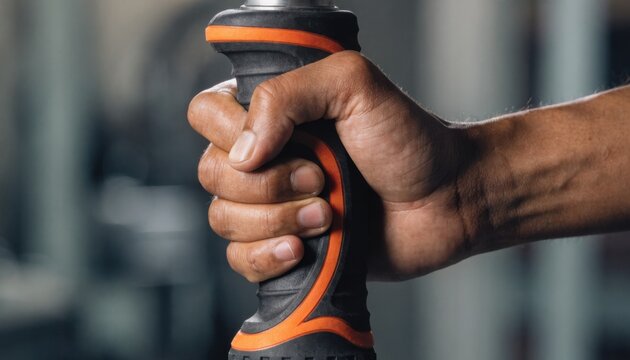 Medium shot of a hand gripping a dualcolor ergonomic tool handle with soft elastomer overmolding enhancing comfort and control during extended use.