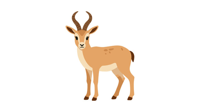 Cute cartoon illustration of an impala antelope standing on white background with antelope wildlife creature illustration standing isolated background antelopes herbivore