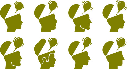 Human Head Silhouette with Floating Balloon Concept Vector Illustration for Mental Health Awareness, Creative Thinking & Psychology Projects (EPS) © Muhammad