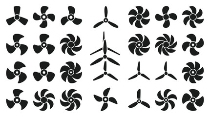 Propeller silhouettes collection on a white background © Image creator