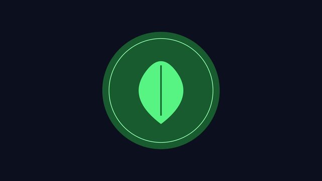Minimalist green leaf animation loop on dark 4k background, for eco-friendly branding, and sustainable business concepts
