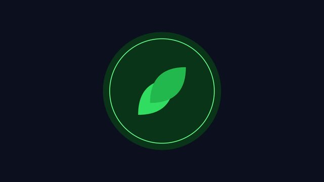 Minimalist green leaf rotating animation on dark 4k background, for eco-friendly branding, and sustainable business concepts