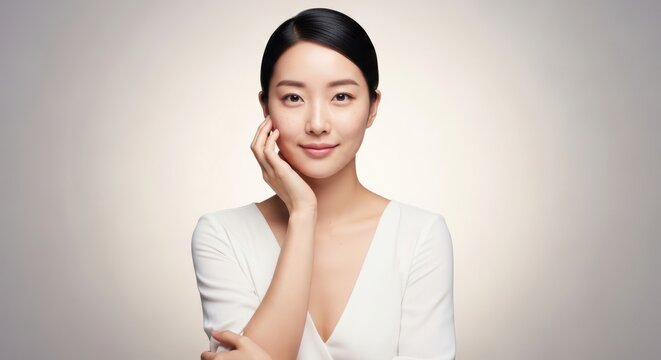 Portrait of a beautiful young asian woman with glowing skin
