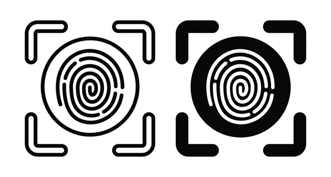 Biometric fingerprint scan icon set for digital security identification authentication system access control touch id verification technology interface design