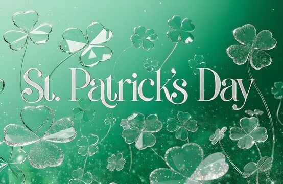 St patricks day glitter shamrocks and background.