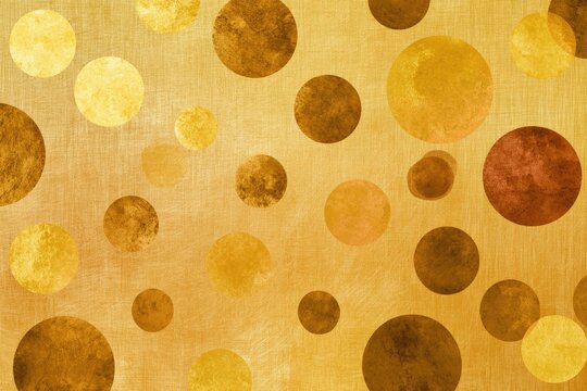 Textured gold background with scattered circular shapes in various warm tones