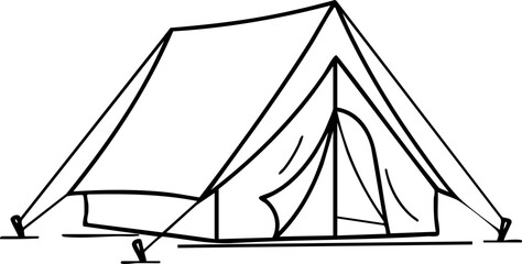 Camping tent outdoor shelter vector line art with adventure recreation vacation equipment © ROP