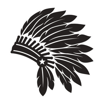 Side feather headdress silhouette with star decorated band