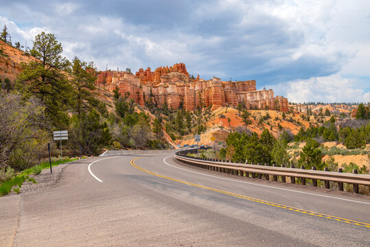 The road to Bryce Canyon park Utah state.