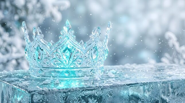 Ice crown glowing on frozen winter base.