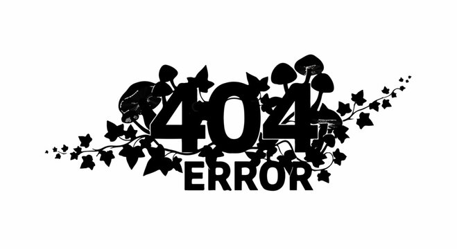 Creative 404 error design with organic vine and mushroom elements