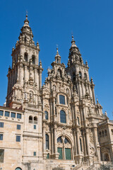 Obraz premium santiago de compostela Cathedral displaying ornate Baroque architecture, a significant landmark and spiritual destination for pilgrims during camino de santiago (St james Way)