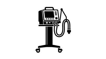 Fototapeta premium Medical Ventilator Silhouette On White Background Healthcare Equipment Illustration