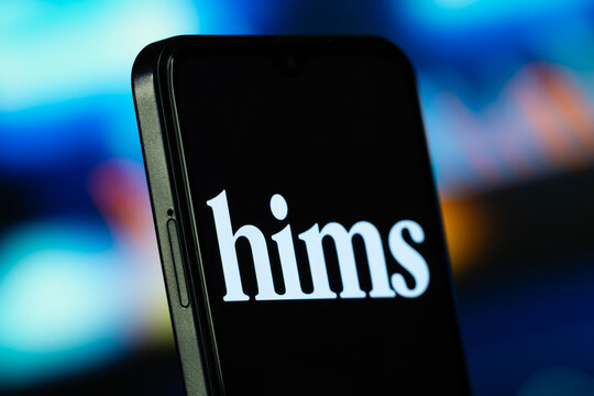 San Francisco, United States- 7 July 2026: hims logo is seen on a smartphone.