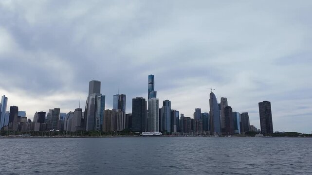 Chicago Hyperlapse using DJI Osmo Pocket 3 from a boat Ferry from Shedd Aquarium to Navy Pier.  The tall blue building is the center pivot.  Shot in 4k.