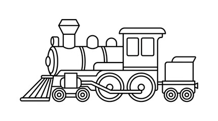 Vintage Steam Locomotive Outline - Classic Train Illustration © Ulin