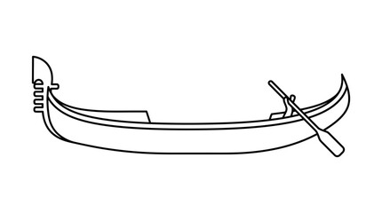 Venetian Gondola Silhouette, Traditional Italian Boat with Oar © Ulin