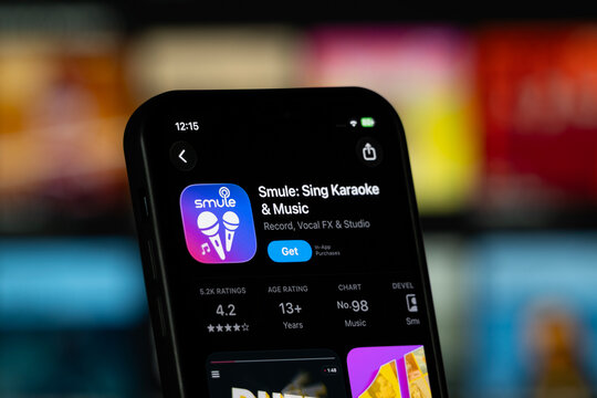 San Francisco, United States - 11 July 2026: App Store page of the Smule app is seen on a smartphone screen.