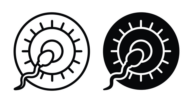 Sperm cell fertilizing human egg ovum icon set representing conception pregnancy reproductive health biology medical science fertilization process and embryology