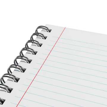 A spiral notebook with lined paper