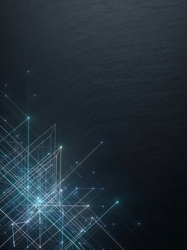 Minimalist Abstract Architectural Framework with Glowing Geometric Lines on Dark Slate Background