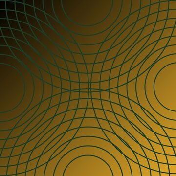 Abstract Gold Four Corner Ripple Grid Background with Symmetrical Concentric Circles Line Art