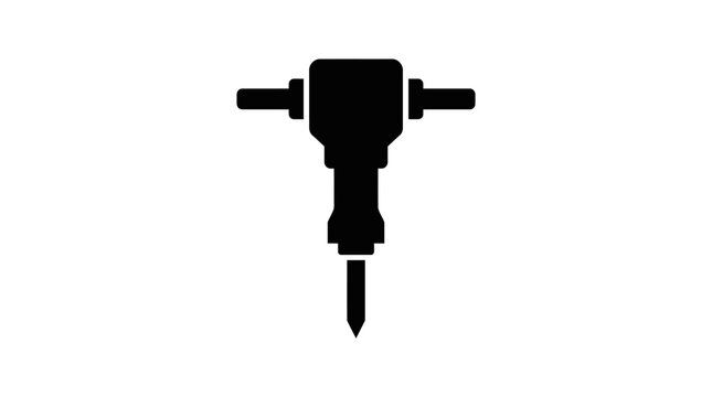 Jackhammer pneumatic drill tool silhouette graphic.