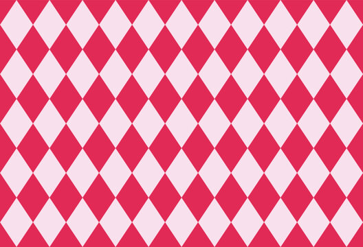 Seamless cherry red argyle pattern, harlequin diamond background in red and blush pink for christmas, gift wrap and apparel