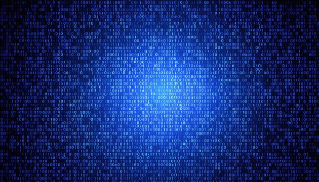 A glowing blue digital grid, representing data flow and technological connections