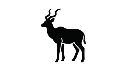 Fototapeta premium Elegant African antelope silhouette with spiraled horns isolated on white background