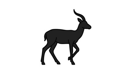 Fototapeta premium Elegant Black Silhouette of a Wild Antelope Walking on White Background
