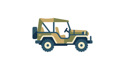 Fototapeta premium Flat Vector Illustration of a Camouflage Military Off-Road 4x4 Vehicle