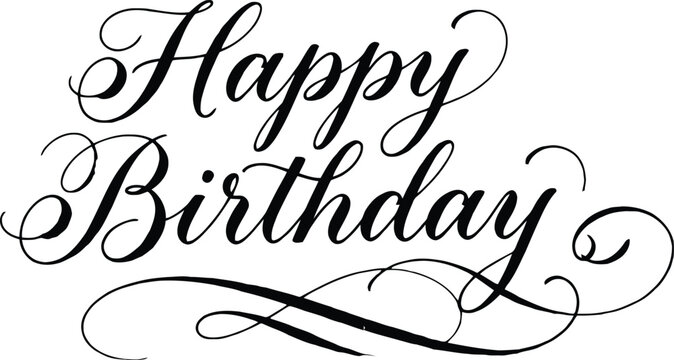 Happy Birthday calligraphy design for greeting cards and invitations