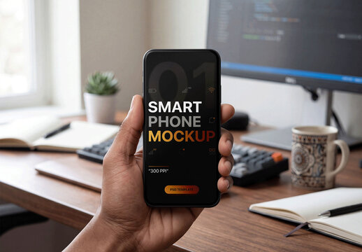 Smartphone Developer Workspace Mockup