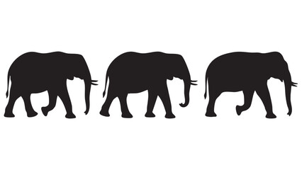 Fototapeta premium Elephant silhouettes against a white background a simple graphic representation