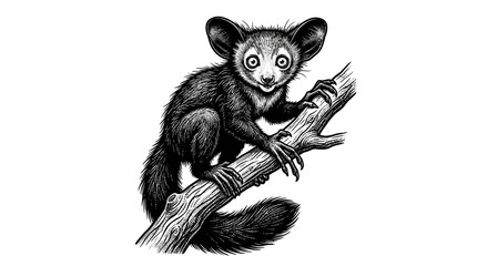 Lemur sitting on tree branch smiling. © Tia
