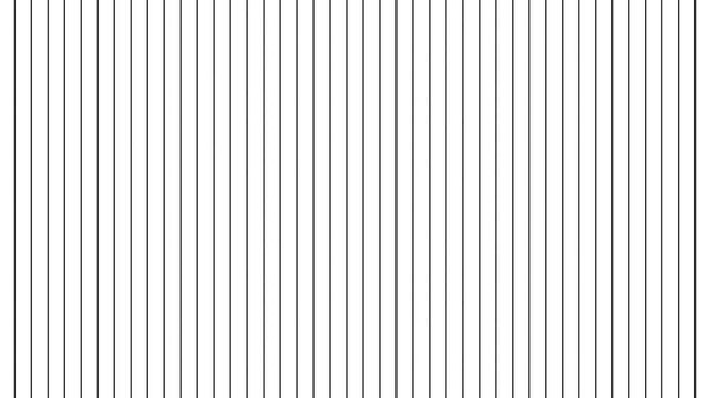 Black vertical line pattern background with thin stripes minimal geometric texture. Motion graphics of black grid line,4k quality animation.