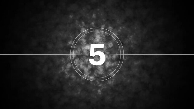 Movies start intro 0 1 2 3 4 5 6 7 8 9 10 count down with white back ground. Motion graphics of number countdown concept,4k quality animation video.